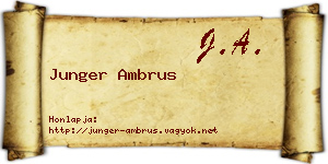Junger Ambrus névjegykártya